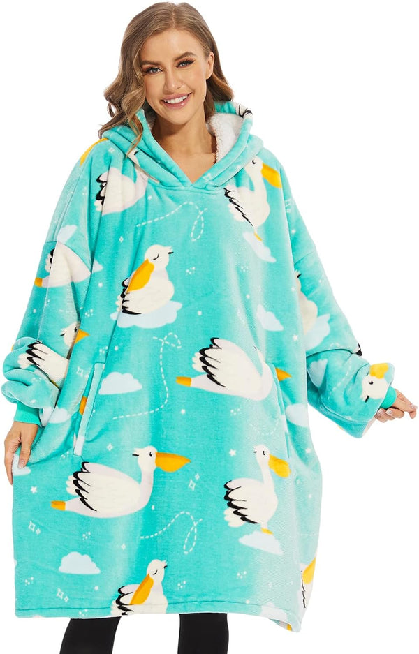 Wearable Blanket Hoodie, Oversized Sherpa Hooded Blanket Sweatshirt, Super Warm and Cozy Hoodie Blanket for Women Men Adults
