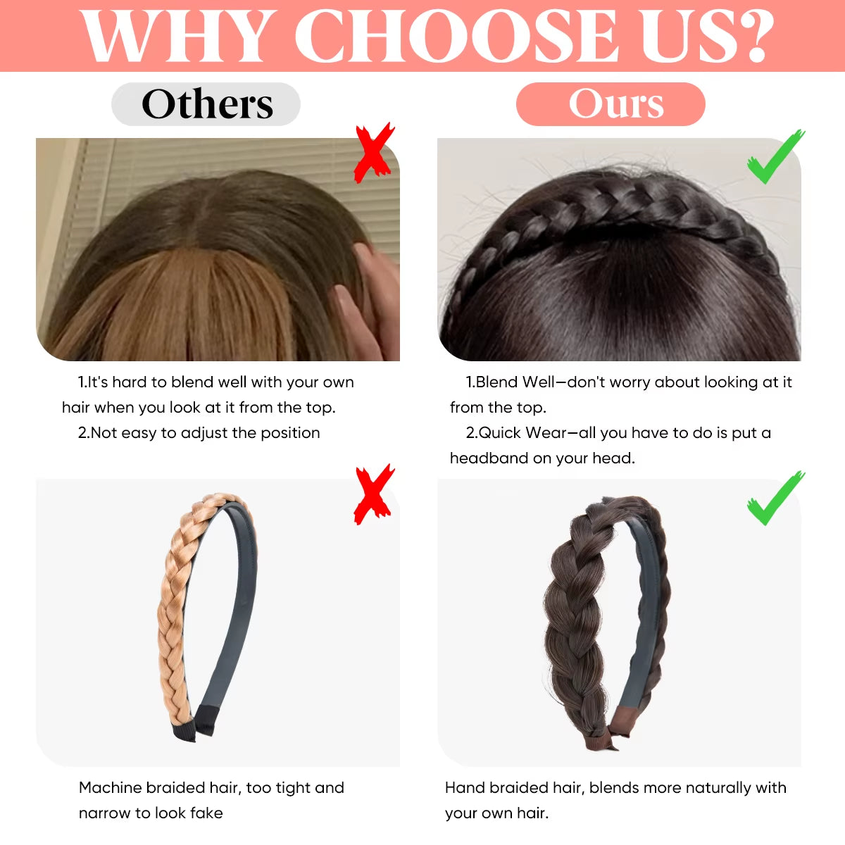 Synthetic Headband Bangs Extension Fake Hair Blunt Fringe with Long Sides for Women Natural Flase Black Brown Blonde Bang B12