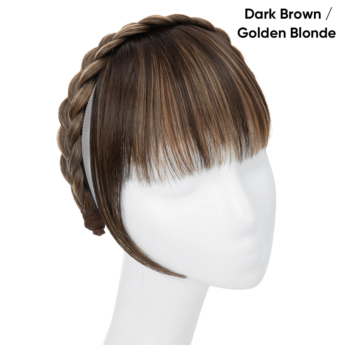 Synthetic Headband Bangs Extension Fake Hair Blunt Fringe with Long Sides for Women Natural Flase Black Brown Blonde Bang B12