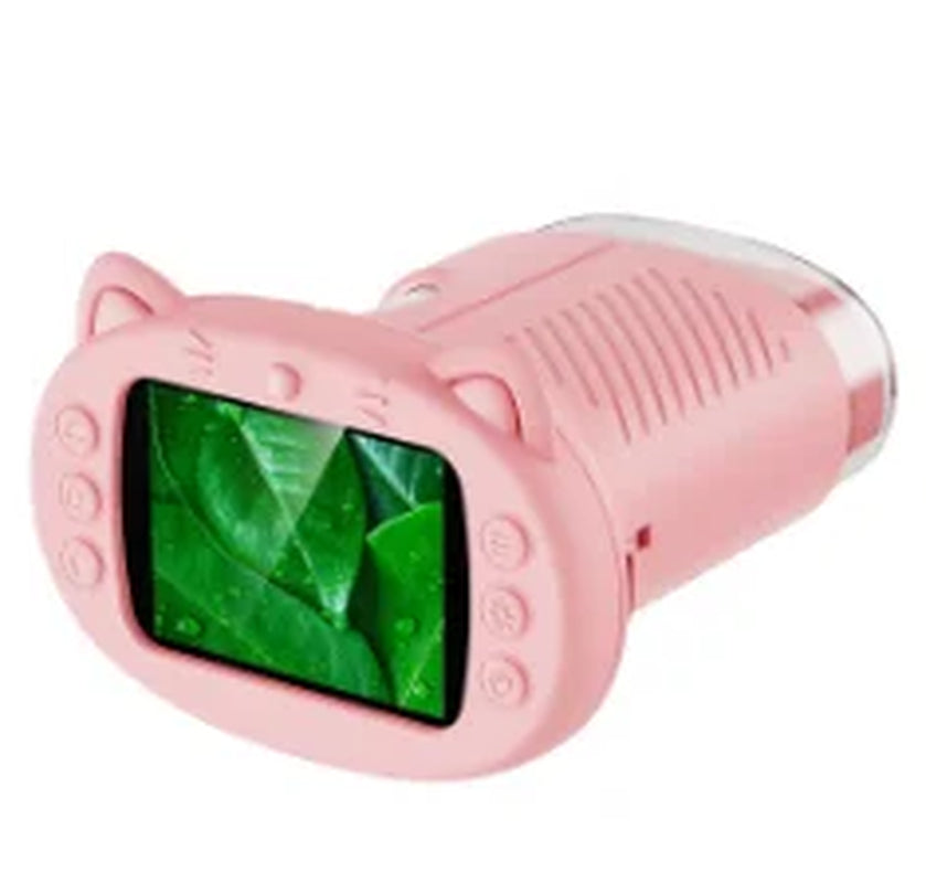 Handheld Kids Microscope Science Education Toy 2.4-Inch Screen 1000X Pocket Microscope Christmas Birthday Gift for Boys & Girls