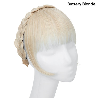 Synthetic Headband Bangs Extension Fake Hair Blunt Fringe with Long Sides for Women Natural Flase Black Brown Blonde Bang B12