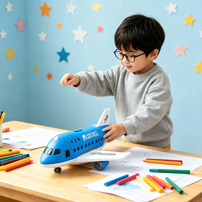 Kids Toy Plane Foldable Storage Passenger Plane Model Helicopter Inertia Car Track Vehicle