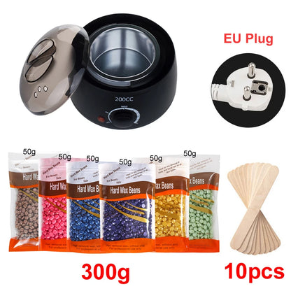 Kit calentador de cera negro con 300 g de cera y 10 espatulas