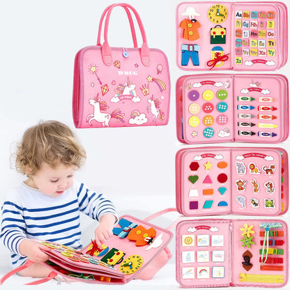 Montessori Toys Busy Board Toddler Sensory Activity Developing Board for Motor Skills， Educational Travel Activity Toys