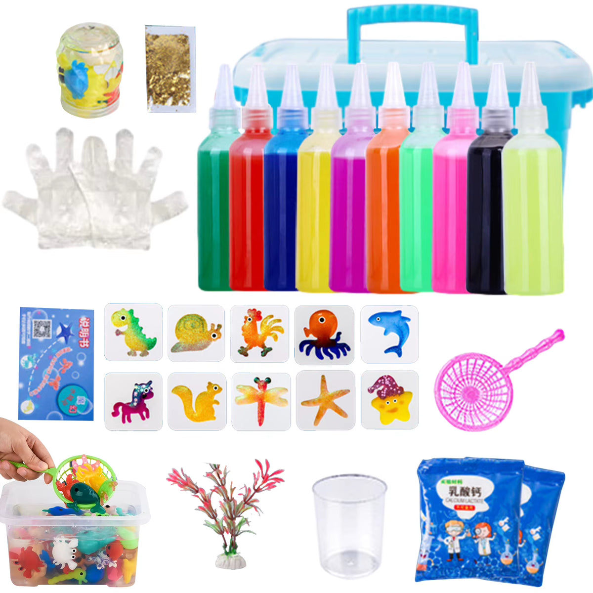 3D Magic Gels Kit Diyfairy Magicwaterelf Ocean Mold Companion Animal Kit Aqua Fairy Gel Toy Set Handicrafts Kids Children Gift