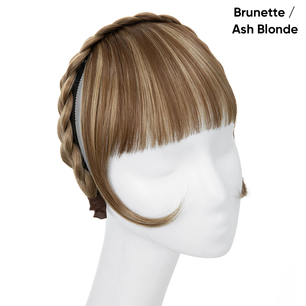Synthetic Headband Bangs Extension Fake Hair Blunt Fringe with Long Sides for Women Natural Flase Black Brown Blonde Bang B12