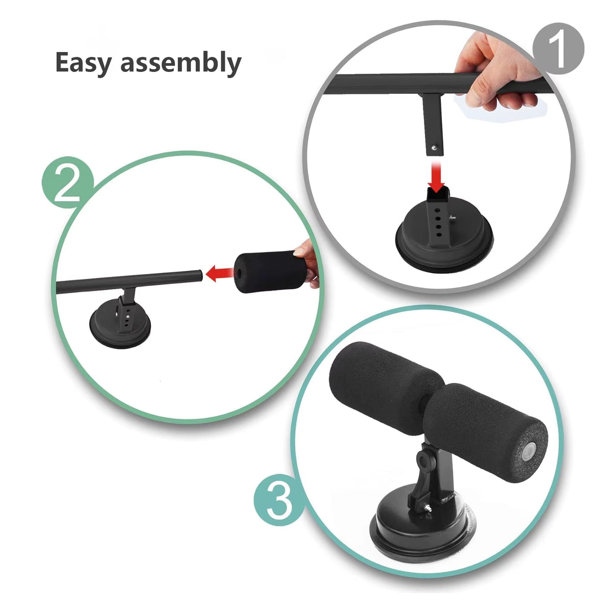 Suction Cup Sit-Up Assist Device, Abdominal Workout Trainer for Home Gym, Portable Abs Exercise Equipment with Non-Slip Base, Pe