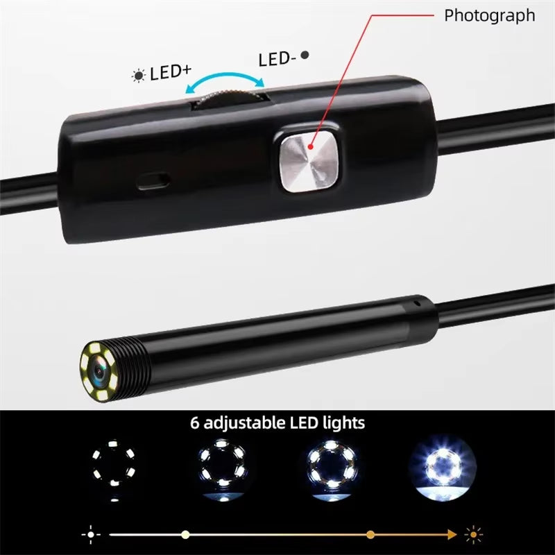 Endoscopio Industrial  3 En 1 Con 6 LED (Solo Android Con OTG)