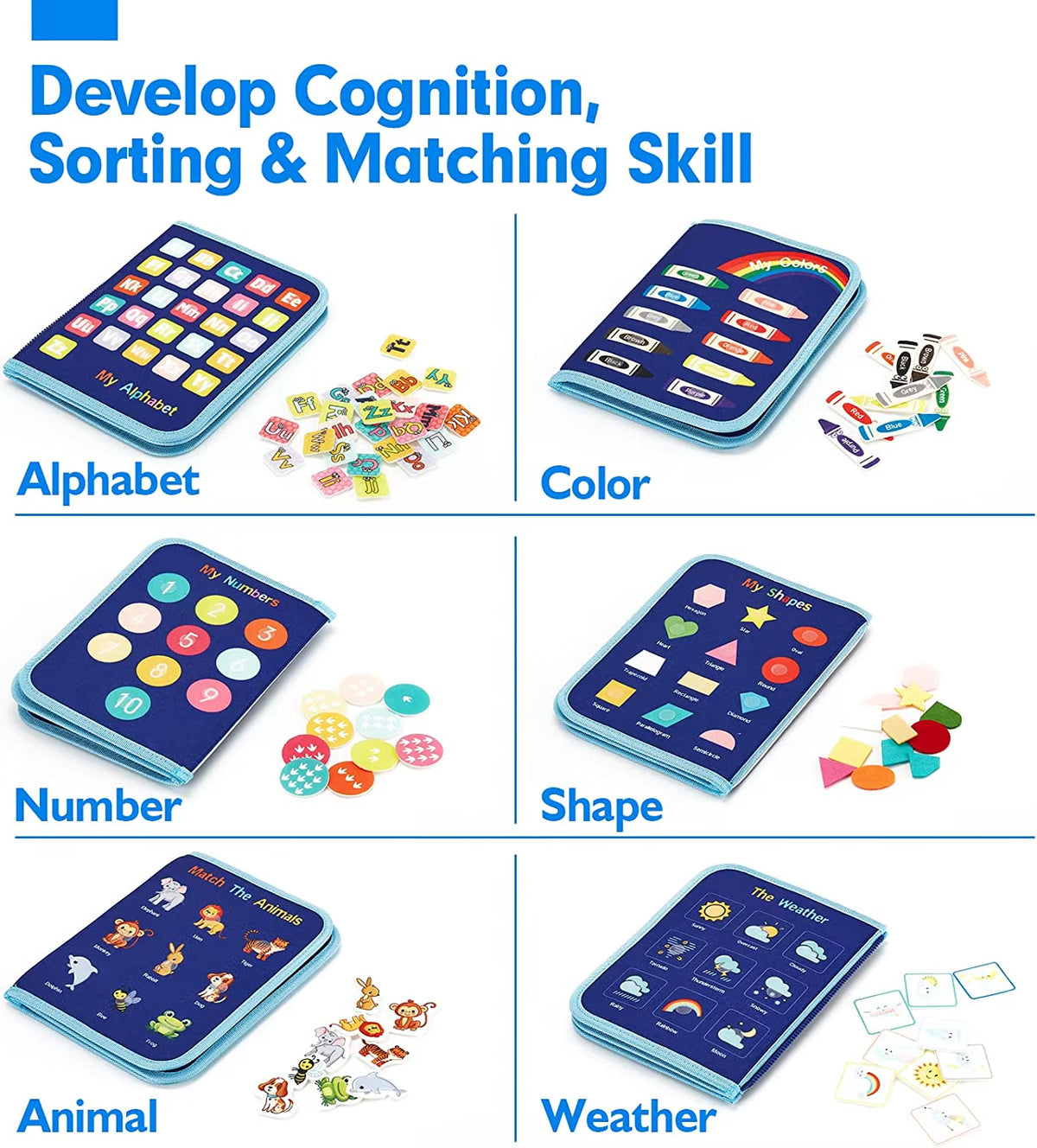 Montessori Toys Busy Board Toddler Sensory Activity Developing Board for Motor Skills， Educational Travel Activity Toys