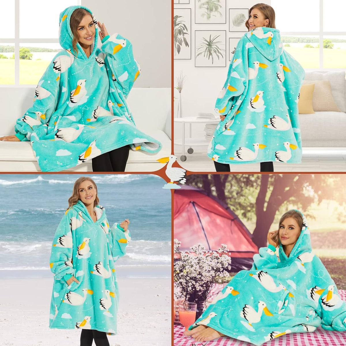 Wearable Blanket Hoodie, Oversized Sherpa Hooded Blanket Sweatshirt, Super Warm and Cozy Hoodie Blanket for Women Men Adults