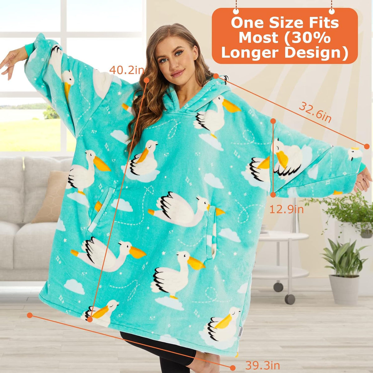 Wearable Blanket Hoodie, Oversized Sherpa Hooded Blanket Sweatshirt, Super Warm and Cozy Hoodie Blanket for Women Men Adults