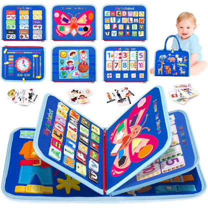 Montessori Toys Busy Board Toddler Sensory Activity Developing Board for Motor Skills， Educational Travel Activity Toys