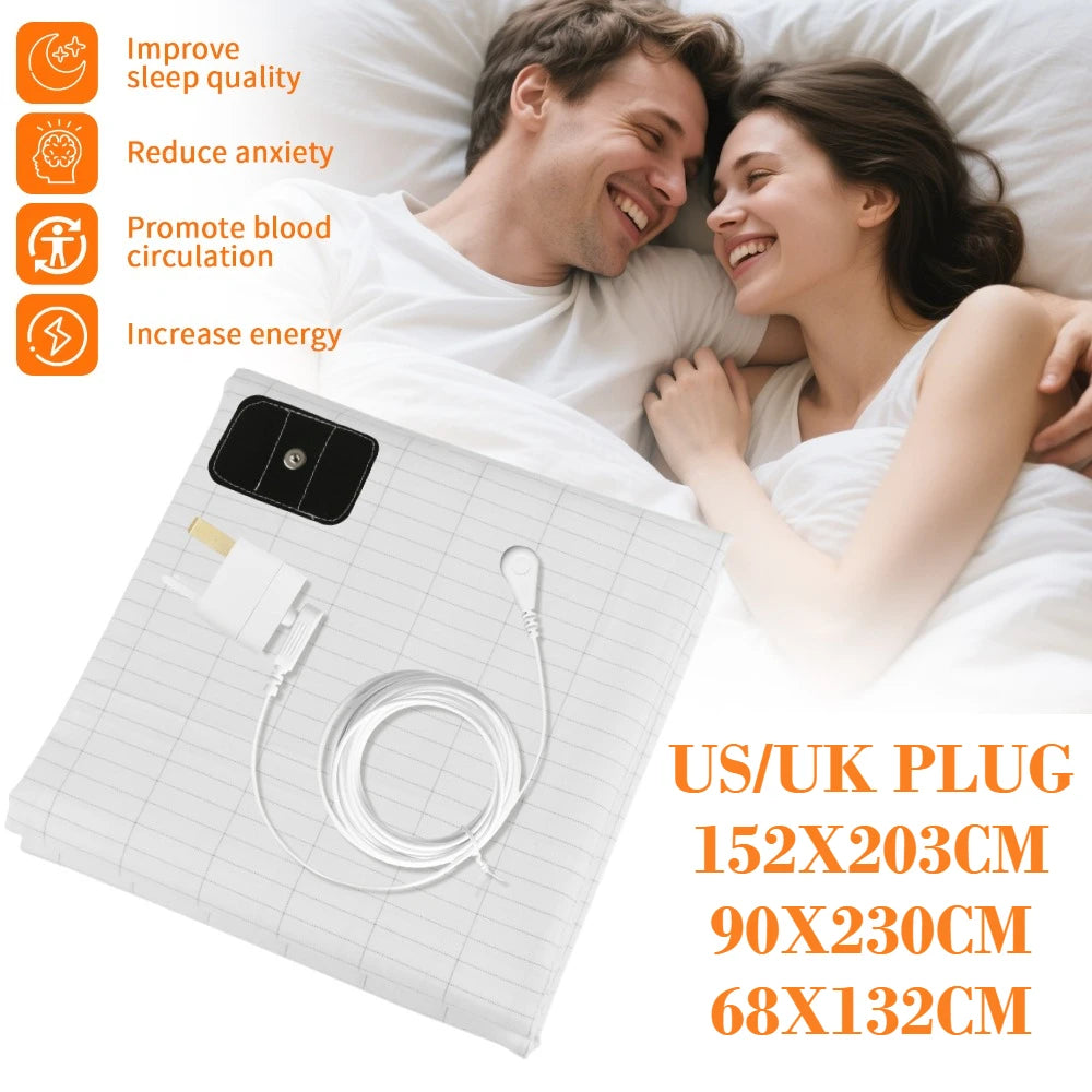 Grounding Bed Sheet Anti-Static Grounding Sheet Conductive 95% Cotton and 5% Soft Silver Fiber Flat Sheets Sleep Bed Mat