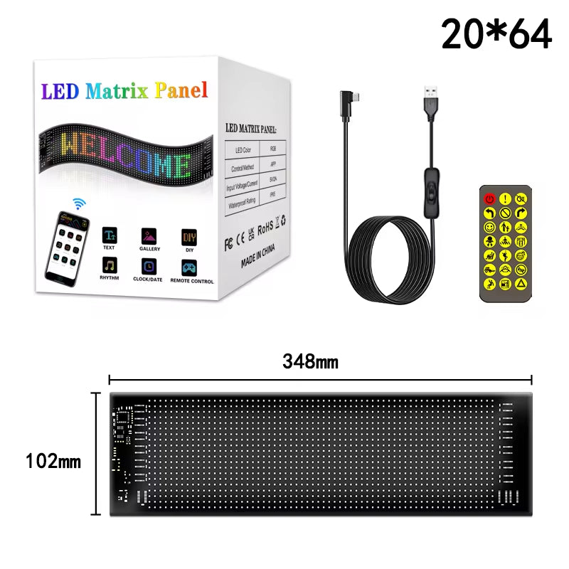 Cartel LED RGB Programable Por App Para Auto Y Tienda