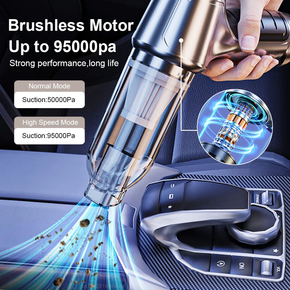 Aspiradora Inalámbrica Para Auto Pro 95000 Pa Con Filtro Extra
