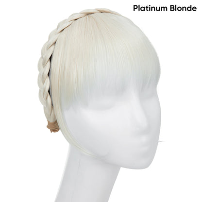 Synthetic Headband Bangs Extension Fake Hair Blunt Fringe with Long Sides for Women Natural Flase Black Brown Blonde Bang B12