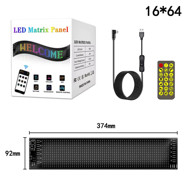 Cartel LED RGB Programable Por App Para Auto Y Tienda