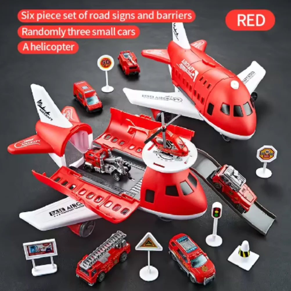 Kids Toy Plane Foldable Storage Passenger Plane Model Helicopter Inertia Car Track Vehicle