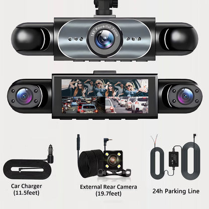 Dash Cam 4 Canales 360° Con Visión Nocturna Y Monitoreo 24/7