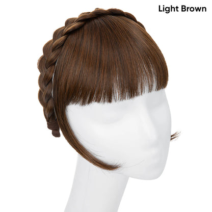 Synthetic Headband Bangs Extension Fake Hair Blunt Fringe with Long Sides for Women Natural Flase Black Brown Blonde Bang B12