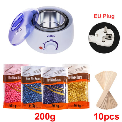Kit calentador de cera blanco con 200 g de cera y 10 espatulas