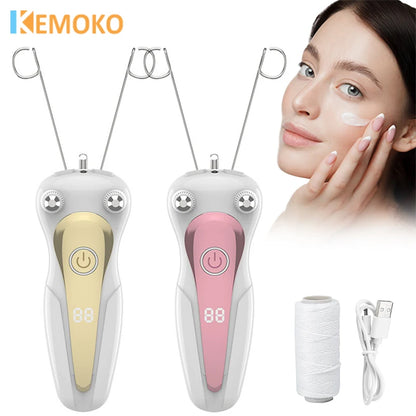 Mini Electric Hair Remover Facial Hair Removal Defeatherer Women Beauty Epilator Body Arm Cotton Thread Depilator LCD Display