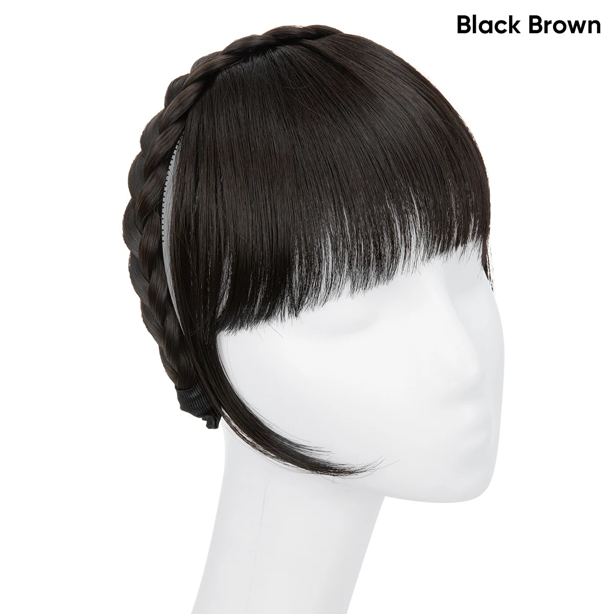 Synthetic Headband Bangs Extension Fake Hair Blunt Fringe with Long Sides for Women Natural Flase Black Brown Blonde Bang B12