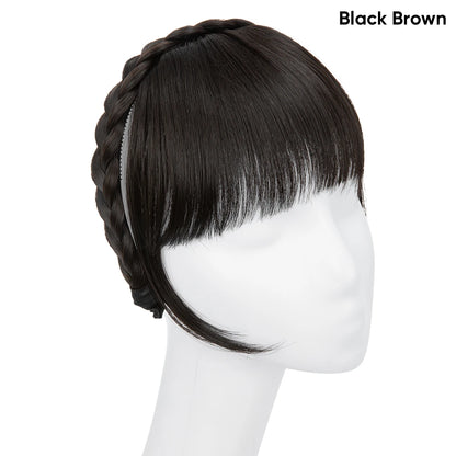 Synthetic Headband Bangs Extension Fake Hair Blunt Fringe with Long Sides for Women Natural Flase Black Brown Blonde Bang B12