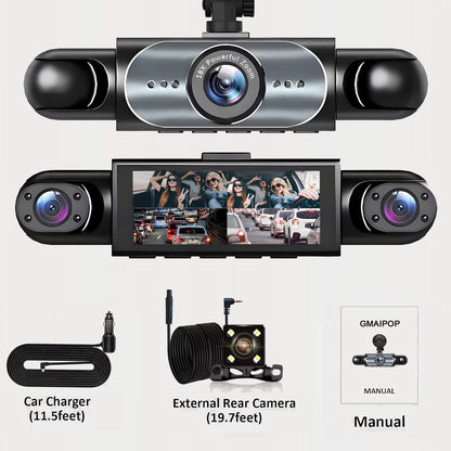 Dash Cam 4 Canales 360° Con Visión Nocturna Y Monitoreo 24/7