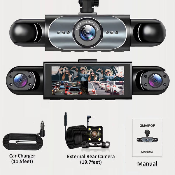Dash Cam 4 Canales 360° Con Visión Nocturna Y Monitoreo 24/7
