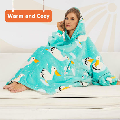 Wearable Blanket Hoodie, Oversized Sherpa Hooded Blanket Sweatshirt, Super Warm and Cozy Hoodie Blanket for Women Men Adults