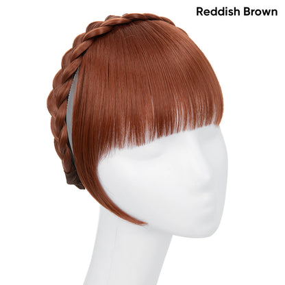 Synthetic Headband Bangs Extension Fake Hair Blunt Fringe with Long Sides for Women Natural Flase Black Brown Blonde Bang B12