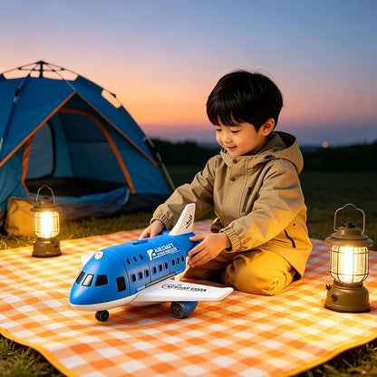 Kids Toy Plane Foldable Storage Passenger Plane Model Helicopter Inertia Car Track Vehicle