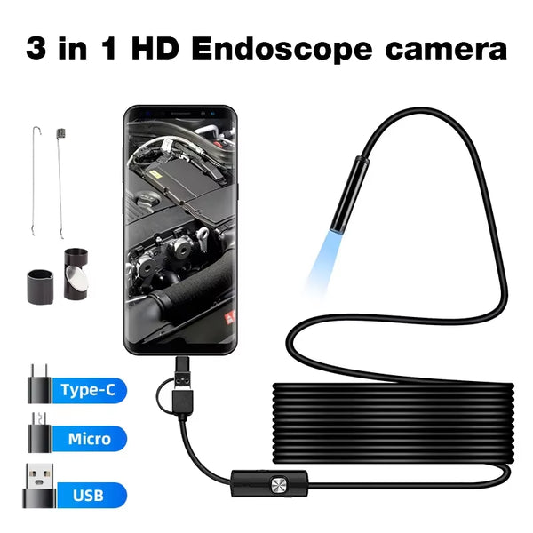Endoscopio Industrial  3 En 1 Con 6 LED (Solo Android Con OTG)