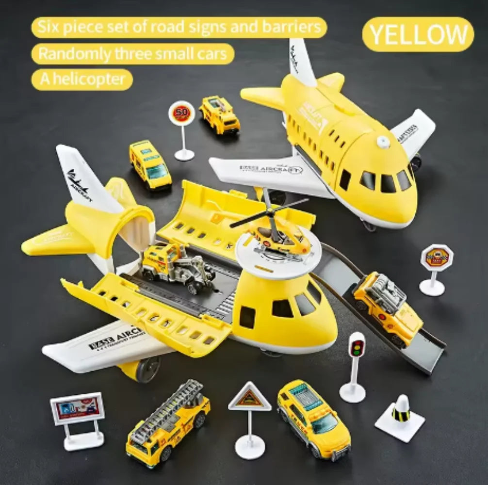 Kids Toy Plane Foldable Storage Passenger Plane Model Helicopter Inertia Car Track Vehicle