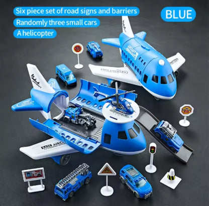Kids Toy Plane Foldable Storage Passenger Plane Model Helicopter Inertia Car Track Vehicle