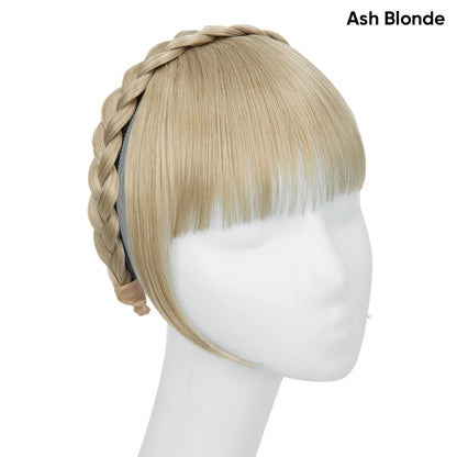 Synthetic Headband Bangs Extension Fake Hair Blunt Fringe with Long Sides for Women Natural Flase Black Brown Blonde Bang B12