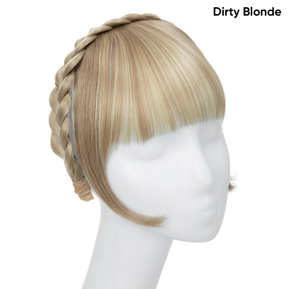 Synthetic Headband Bangs Extension Fake Hair Blunt Fringe with Long Sides for Women Natural Flase Black Brown Blonde Bang B12
