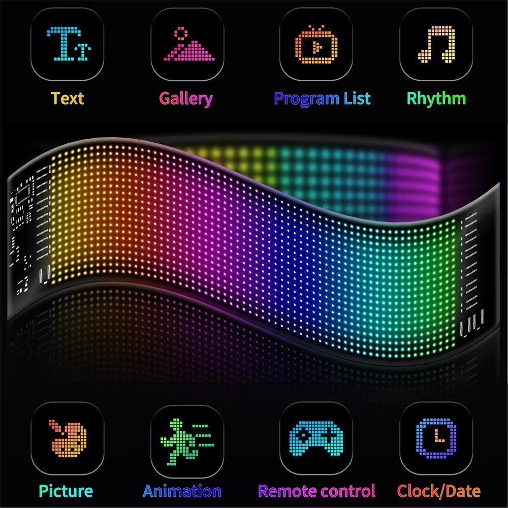 Cartel LED RGB Programable Por App Para Auto Y Tienda