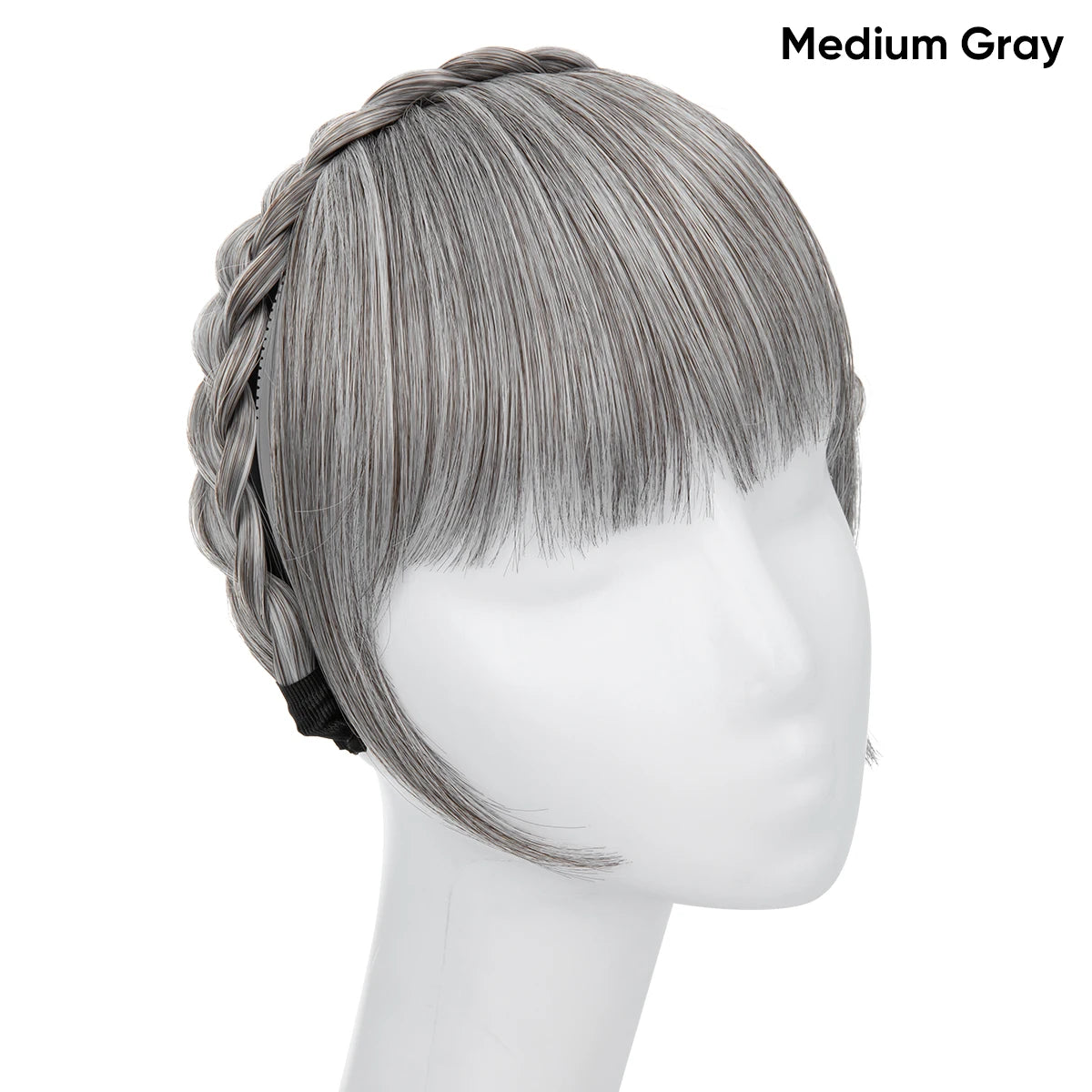 Synthetic Headband Bangs Extension Fake Hair Blunt Fringe with Long Sides for Women Natural Flase Black Brown Blonde Bang B12