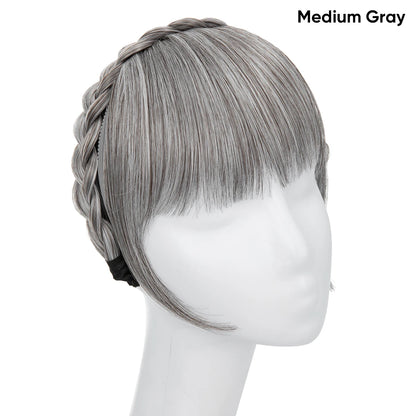 Synthetic Headband Bangs Extension Fake Hair Blunt Fringe with Long Sides for Women Natural Flase Black Brown Blonde Bang B12