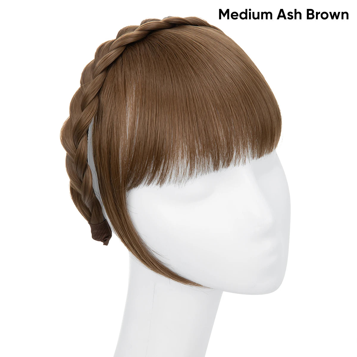 Synthetic Headband Bangs Extension Fake Hair Blunt Fringe with Long Sides for Women Natural Flase Black Brown Blonde Bang B12