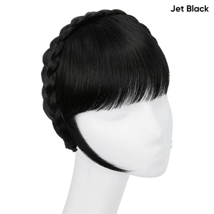 Synthetic Headband Bangs Extension Fake Hair Blunt Fringe with Long Sides for Women Natural Flase Black Brown Blonde Bang B12