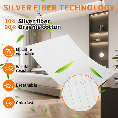Grounding Bed Sheet Anti-Static Grounding Sheet Conductive 95% Cotton and 5% Soft Silver Fiber Flat Sheets Sleep Bed Mat