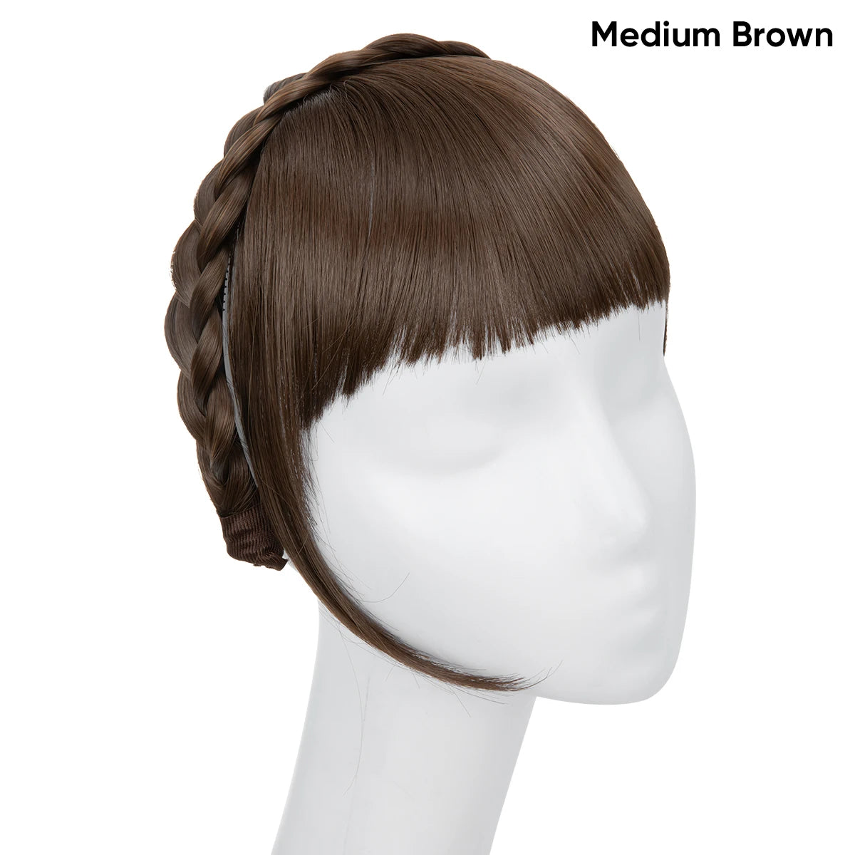Synthetic Headband Bangs Extension Fake Hair Blunt Fringe with Long Sides for Women Natural Flase Black Brown Blonde Bang B12